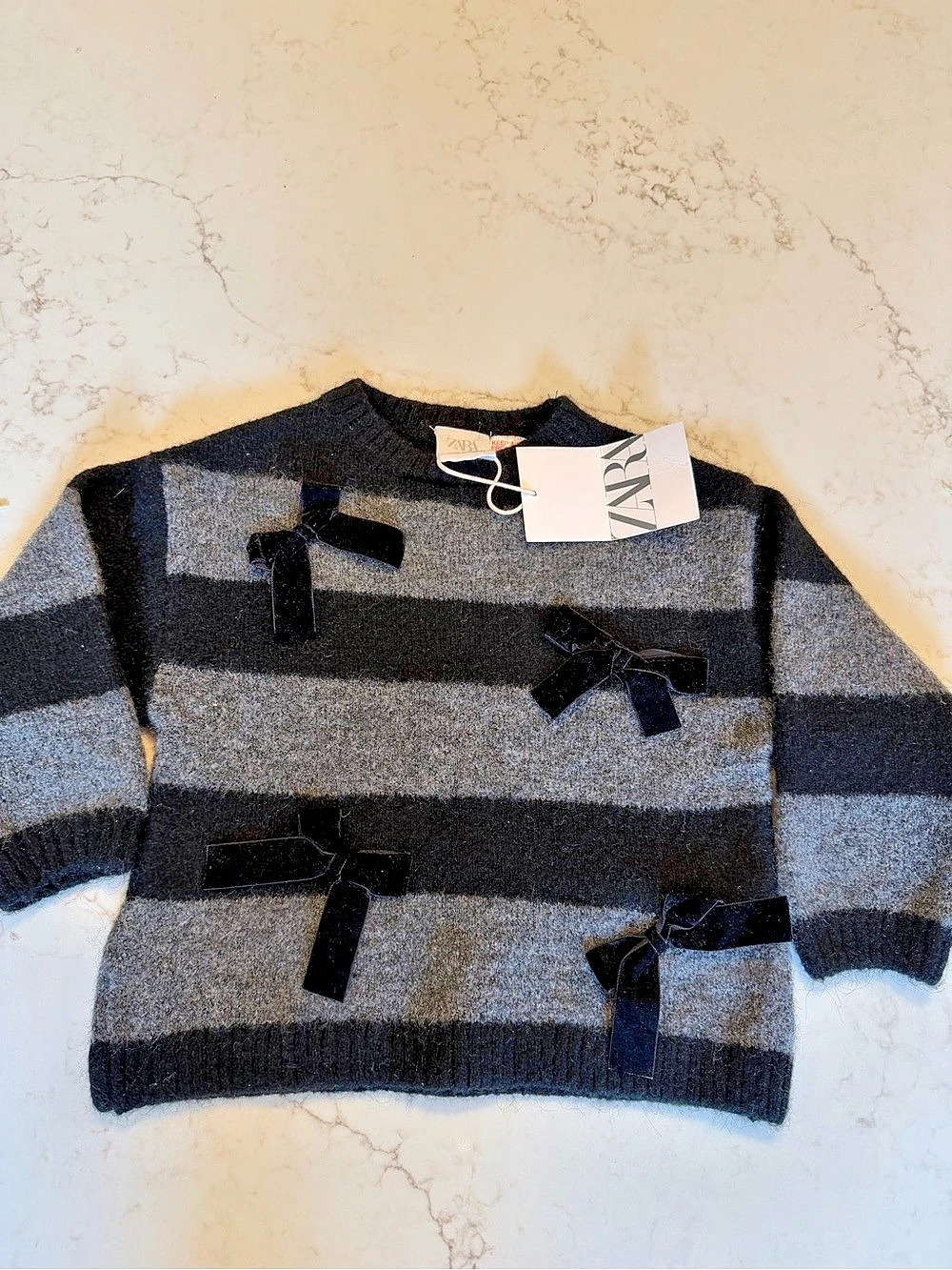 Zara Kids Striped Knit Sweater with Bows NWT 18-24 mo